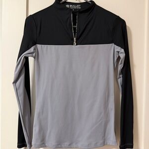 Bullet Equestrian Black and Gray Riding Quarter-Zip Pullover